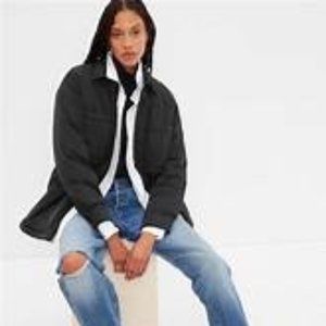 ❤️ $128 NEW!! GAP Womens Puffer Shirt Jacket in Chocolate BROWN; Small Tall